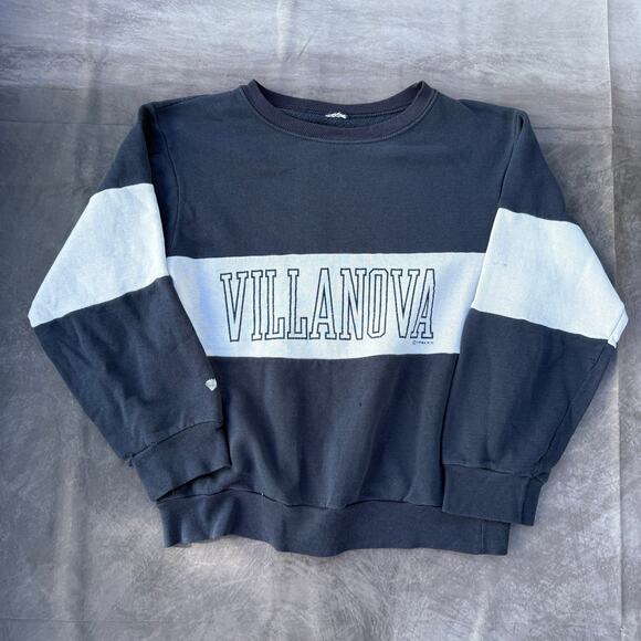 Vintage 80's Villanova Wildcats Blue White Crewneck Pullover Sweatshirt Sz M - Picture 1 of 10